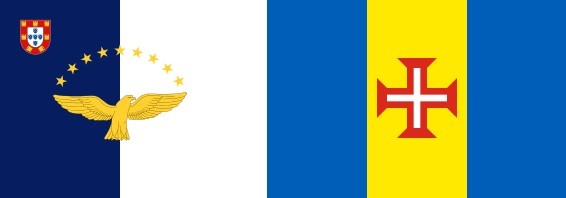 דגל מדיירה (ימין) ודגל האיים האזורים (שמאל)